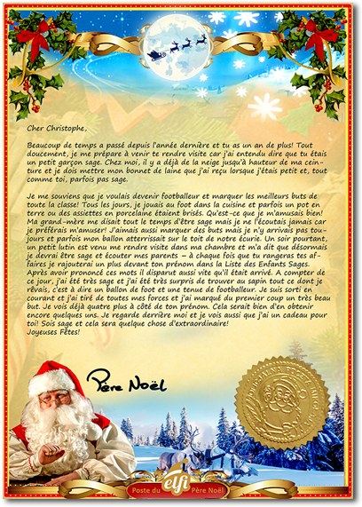 exemple de lettre venant du pere noel